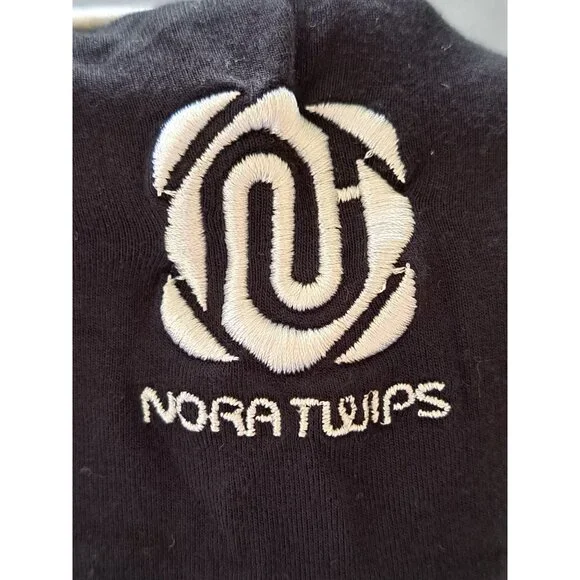 Nora Twips Womens Button-Down Black Nightshirt Pajama Embroidered Logo Medium - Picture 2 of 8